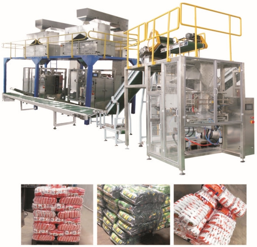 Automatische machine voor het verpakken en verpakken van rijst, suiker en granen voor sachets van 500 tot 5000 g